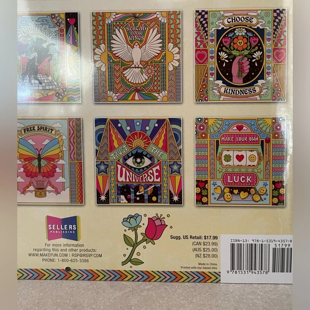 Dreamadelic Bee Kind 2026 Wall Calendar 12x12”Psychedelic Pop Art Retro Design